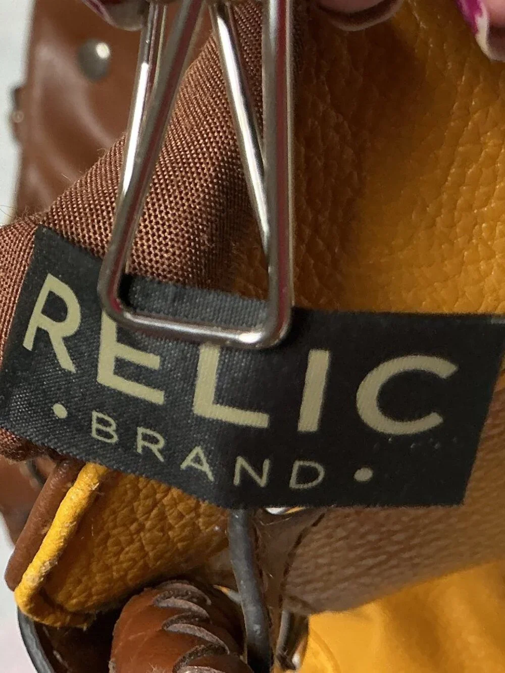 Relic Mustard Yellow Hobo Shoulder Bag Brown Braided Handles Y2K